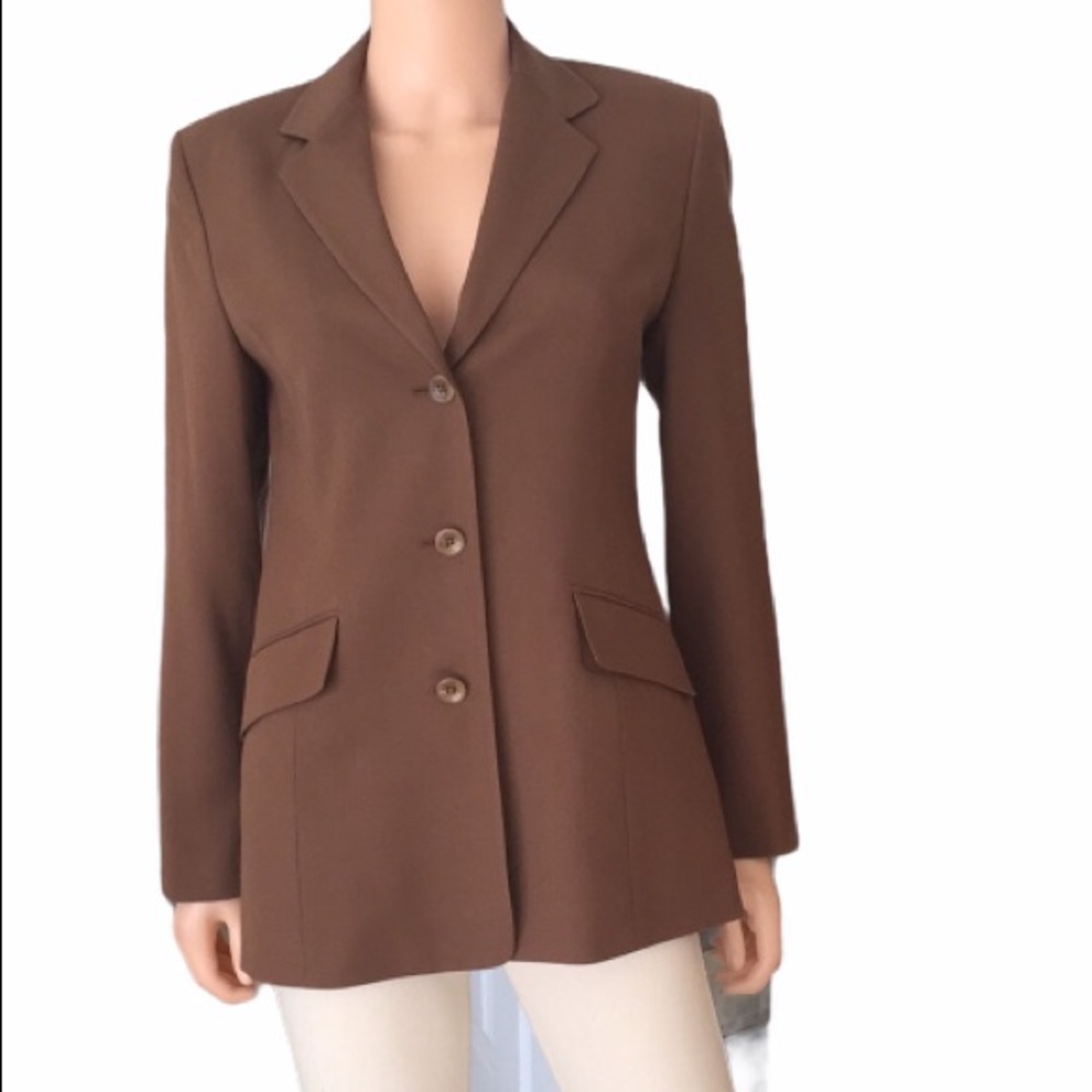 Vintage NWOT Talbots 100% Wool Brown Tailored Blazer Made in USA
